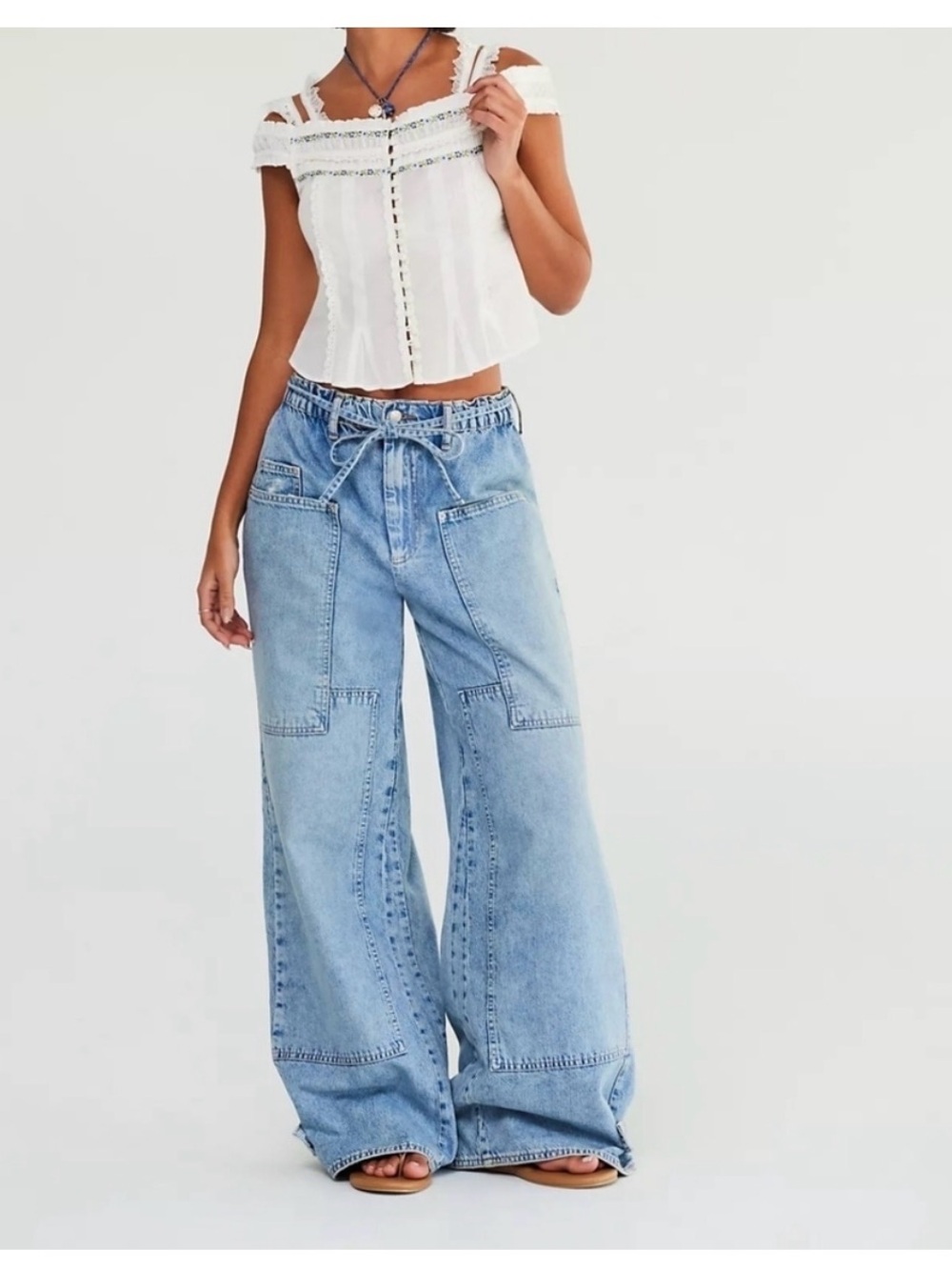 WE THE FREE Blue Women's Wide-Leg Denim Jeans